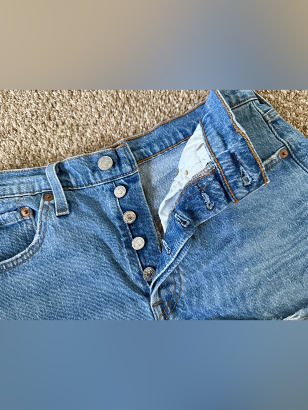LEVI’S 501 Distressed Blue Denim Women's Shorts - Picture 3 of 5
